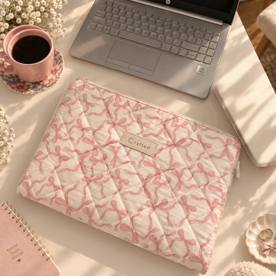 Cozy Pink Bow Laptop Sleeve